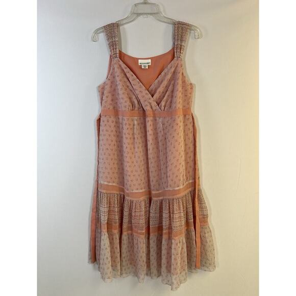 Vintage Motherhood Maternity Dress Medium Cottage Core Floral Peach Sun Dress - Picture 1 of 15